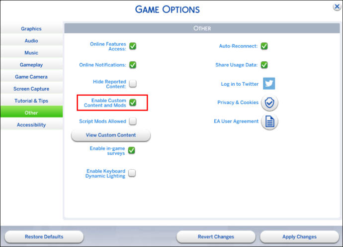 enable mods in sims 4 