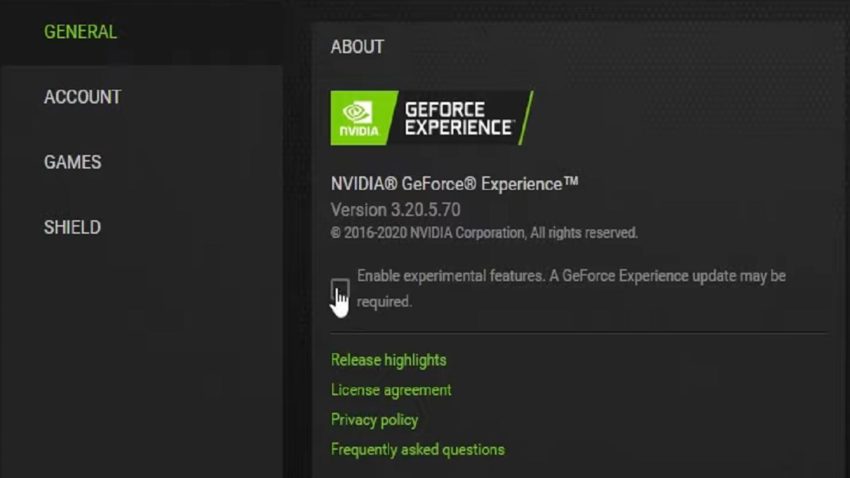 Turn on experimental features in NVIDIA 