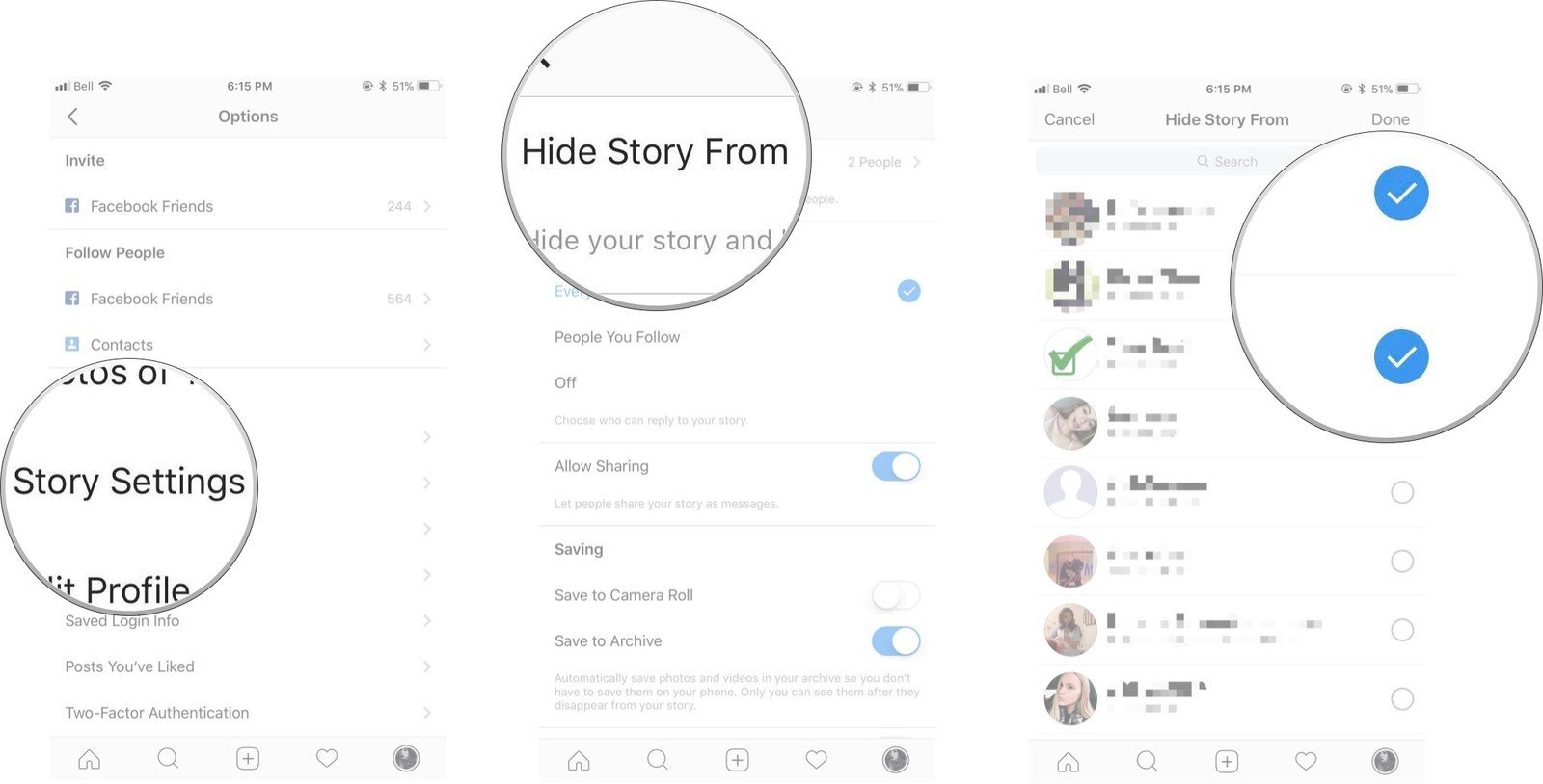 How to hide instagram story