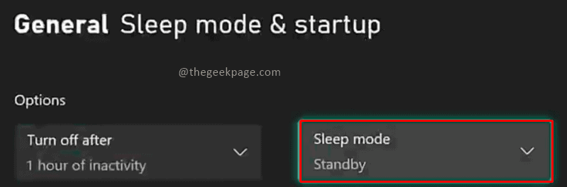 sleep option Xbox